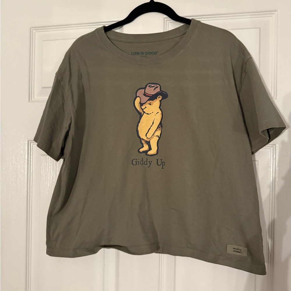 Life Is Good Olive Tee with Winnie the Pooh Cowboy Boxy Tee - Disney